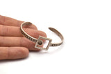 Silver Square Cuff, Antique Silver Plated Brass Square Cuff Stone Setting With 1 Pad - Pad Size 6mm N1678 Q0667