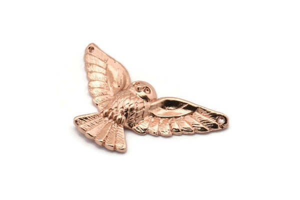 Rose Gold Owl, 1 Rose Gold Plated Owl Necklace Pendants (38x18mm) N0229 Q0397