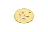 Brass Chevron Pendant, 10 Raw Brass Circle Chevron Pendant (20mm) B0153