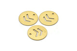 Brass Chevron Pendant, 10 Raw Brass Circle Chevron Pendant (20mm) B0153