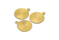 Brass  Spiral Charm, 20 Raw Brass Round Spiral Charms, Pendant,findings (16mm) Brs 135  A0522