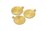 Brass  Spiral Charm, 20 Raw Brass Round Spiral Charms, Pendant,findings (16mm) Brs 135  A0522