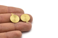 Brass  Spiral Charm, 20 Raw Brass Round Spiral Charms, Pendant,findings (16mm) Brs 135  A0522
