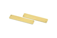 Raw Brass Rectangle, 20 Raw Brass Rectangle Stamping Blank, Pendant With 2 Holes(50x10x0.80mm) D0294
