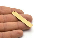 Raw Brass Rectangle, 20 Raw Brass Rectangle Stamping Blank, Pendant With 2 Holes(50x10x0.80mm) D0294