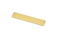 Brass Rectangle Bar, 10 Raw Brass Rectangle Stamping Blanks With 2 Holes , Necklace Pendants (50x10x0.80mm) D0294