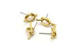 Brass Knot Earring, 6 Raw Brass Knot Stud Earrings (19x8mm) D1309