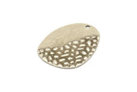 Silver Drop Charm, 6 Antique Silver Plated Brass Drop Charms With 1 Hole, Findings (30x23x0.60mm) D942