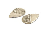 Silver Drop Charm, 4 Antique Silver Plated Brass Drop Charms With 1 Hole, Findings (44x29x0.60mm) D1002