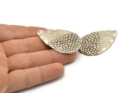 Silver Drop Charm, 4 Antique Silver Plated Brass Drop Charms With 1 Hole, Findings (44x29x0.60mm) D1002
