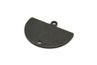 Yarım Daire Charm, 1 Döngü ve 1 Delikli 8 Oksitlenmiş Siyah Pirinç Yarım Ay Charm, Damgalama Boşluğu (22x17x0,70 mm) M01552