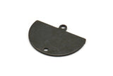 Yarım Daire Charm, 1 Döngü ve 1 Delikli 8 Oksitlenmiş Siyah Pirinç Yarım Ay Charm, Damgalama Boşluğu (22x17x0,70 mm) M01552