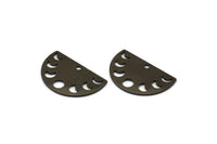 Siyah Ay Tılsımı, 1 Delikli 10 Oksitlenmiş Siyah Pirinç Ay Evreleri Tılsımı (22x14x0,80 mm) M01547