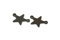 Siyah Yıldız Tılsımı, 2 Döngülü 25 Oksitlenmiş Siyah Pirinç Yıldız Tılsımı (16x12x0,80 mm) M01543