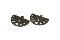 Siyah Yıldız Charm, 1 Döngülü 8 Oksitlenmiş Siyah Pirinç Ay Evreleri Charm (22x17x0,80 mm) M01546