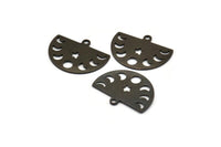Siyah Yıldız Charm, 1 Döngülü 8 Oksitlenmiş Siyah Pirinç Ay Evreleri Charm (22x17x0,80 mm) M01546