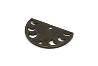 Siyah Ay Tılsımı, 2 Delikli 10 Oksitlenmiş Siyah Pirinç Ay Evreleri Tılsımı (22x14x0,80 mm) M01549