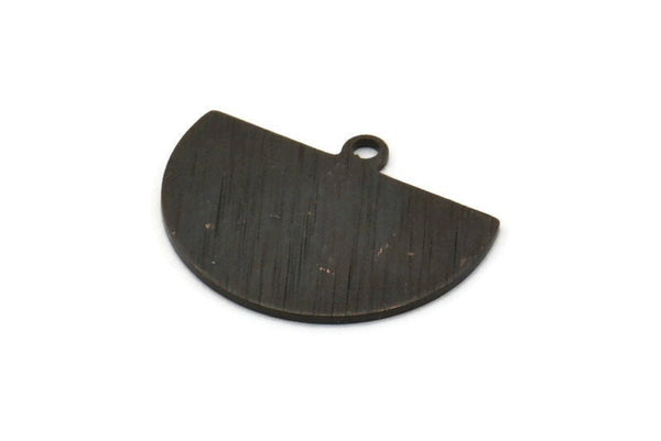 Yarım Daire Charm, 1 Döngülü 8 Dokulu Oksitlenmiş Siyah Pirinç Yarım Ay Charm, Damgalama Boşluğu (22x17x0,70 mm) M01557