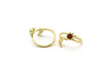 Brass Ring Setting, 4 Raw Brass Moon And Sun Rings With 1 Stone Setting - Pad Size 4mm N1780