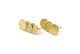 Brass Round Earring, 4 Raw Brass Circle Stud Earrings With 1 Loop (21x10mm) N1782
