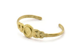 Brass Moon Cuff, Raw Brass Moon Phases Bracelet Stone Setting With 1 Pad - Pad Size 10mm N1777
