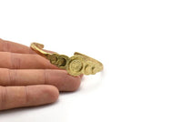 Brass Moon Cuff, Raw Brass Moon Phases Bracelet Stone Setting With 1 Pad - Pad Size 10mm N1777