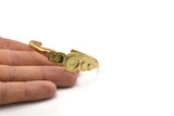 Brass Moon Cuff, Raw Brass Moon Phases Bracelet Stone Setting With 1 Pad - Pad Size 10mm N1777