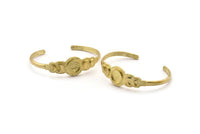 Brass Moon Cuff, Raw Brass Moon Phases Bracelet Stone Setting With 1 Pad - Pad Size 10mm N1777
