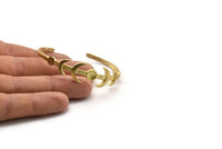 Brass Moon Cuff, Raw Brass Moon Phases Bracelet Stone Setting With 1 Pad - Pad Size 6mm N1775