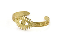Brass Eye Cuff, Raw Brass Eye Shaped Bracelet Stone Setting With 1 Pad - Pad Size 6mm N1774
