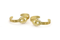 Brass Eye Cuff, Raw Brass Eye Shaped Bracelet Stone Setting With 1 Pad - Pad Size 6mm N1774