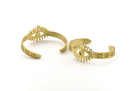 Brass Eye Cuff, Raw Brass Eye Shaped Bracelet Stone Setting With 1 Pad - Pad Size 6mm N1774