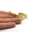 Brass Eye Cuff, Raw Brass Eye Shaped Bracelet Stone Setting With 1 Pad - Pad Size 6mm N1774