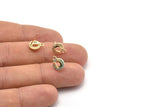 Gold Round Earring, 4 Gold Plated Brass Round Stud Earrings With 1 Loop (10x8mm) SY0204