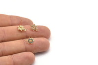 Gold Rudder Earring, 4 Gold Plated Rudder With 1 Loop, Cubic Zircon, CZ Pave Rudder Earring, Zircon Stud Earrings (10x7mm) SY0208