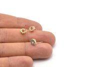 Gold Round Earring, 4 Gold Plated Brass Round Stud Earrings (6mm) SY0207