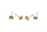 Gold Moon Earring, 4 Gold Plated Brass Crescent Moon Stud Earrings (6x4mm) SY0214