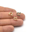 Gold Horseshoe Earring, 4 Gold Plated Brass Horseshoe Shaped Stud Earrings (9x9mm) SY0206