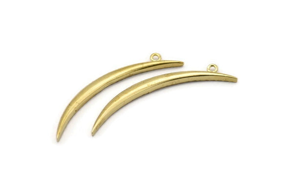Brass Crescent Pendant, Raw Brass Textured Wide Crescent Moon Necklace Pendants, Charms (54x4.5x2.7mm) N0171