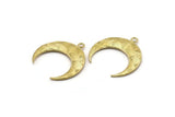 Brass Moon Charm, Raw Brass Textured Horn Charms, Pendant, Jewelry Finding (36x10.80x3.40mm) N0236