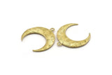 Brass Moon Charm, Raw Brass Textured Horn Charms, Pendant, Jewelry Finding (36x10.80x3.40mm) N0236