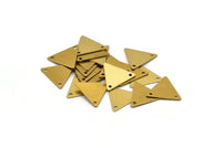 Tiny Brass Triangle, 250 Raw Brass Triangle Charms with 2 Holes (12x14mm)  A0014
