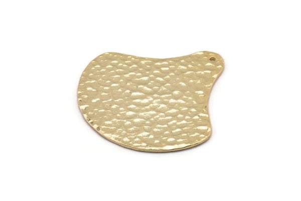 Hammered Pear Pendant, 2 Gold Plated Hammered Geometric Necklace Pendant, Earring Drops with 1 Hole (40x40mm) N0249 Q0270