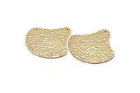 Hammered Pear Pendant, 2 Gold Plated Hammered Geometric Necklace Pendant, Earring Drops with 1 Hole (40x40mm) N0249 Q0270