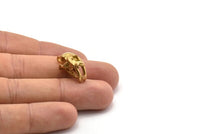 Tiny Animal Skull, Raw Brass Fossil Skull Pendants, (21x11x12mm) N0485