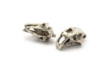 Sabre Tooth Cat, Antique Sİlver Plated Brass Sabre Tooth Cat Skull Pendants, (21x11x12mm) N0485 H0166