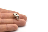 Sabre Tooth Cat, Antique Sİlver Plated Brass Sabre Tooth Cat Skull Pendants, (21x11x12mm) N0485 H0166