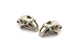 Sabre Tooth Cat, 2 Antique Sİlver Plated Brass Sabre Tooth Cat Skull Pendants, (21x11x12mm) N0485 H0166