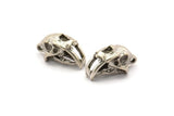 Sabre Tooth Cat, 2 Antique Sİlver Plated Brass Sabre Tooth Cat Skull Pendants, (21x11x12mm) N0485 H0166