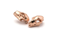 Rose Gold Fruit Bat Skull, 1 Rose Gold Plated Brass Short Nosed Fruit Bat Skull With 1 Loop, Findings, Charms (11x14x21mm) U105 Q0344